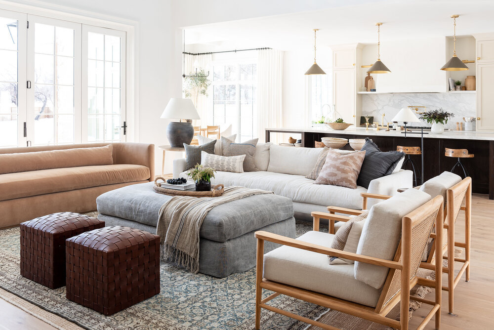 Studio McGee mismatched sofas - classic contemporary