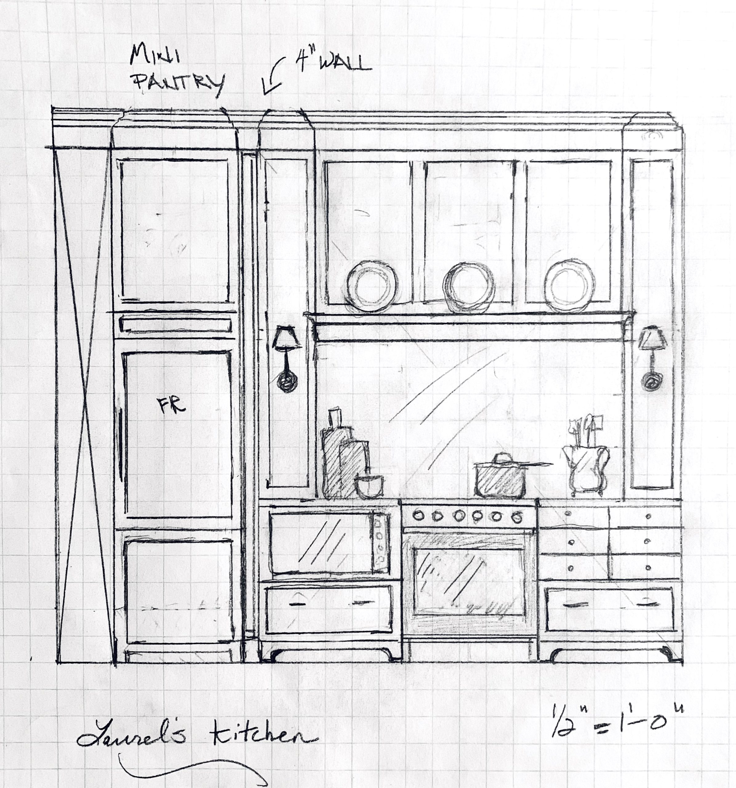 Brownstone kitchen design - range elevation