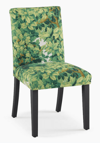 The inside upholstered side chair in Verdure Bois De Chene by Old World Weavers