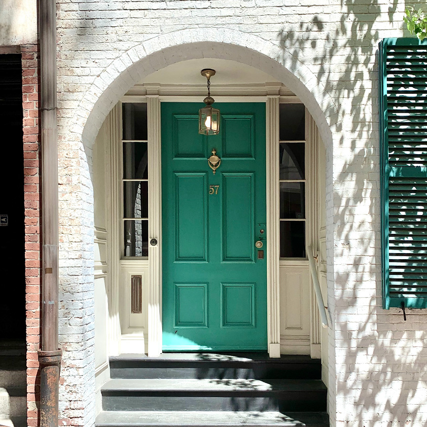Doors of Beacon Hill - beautiful green door white paint