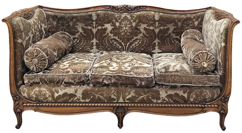 French Louis XV-Style Vintage Walnut Canape ~ Sofa
