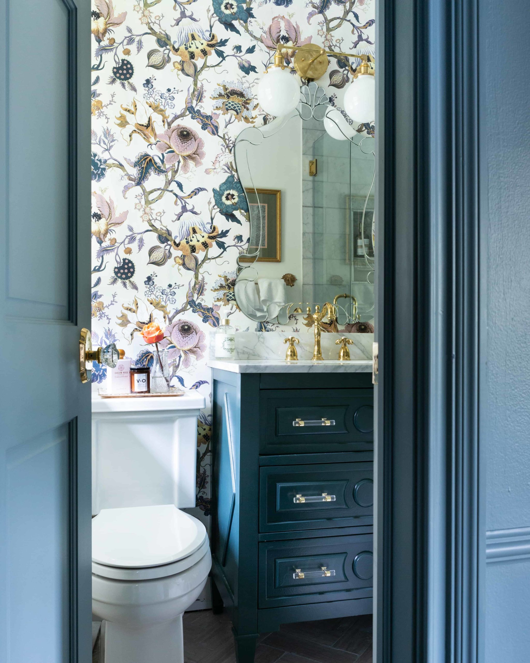 A Glass of Bovino - master bathroom Artemis Wallpaper - guest bathroom inspiration