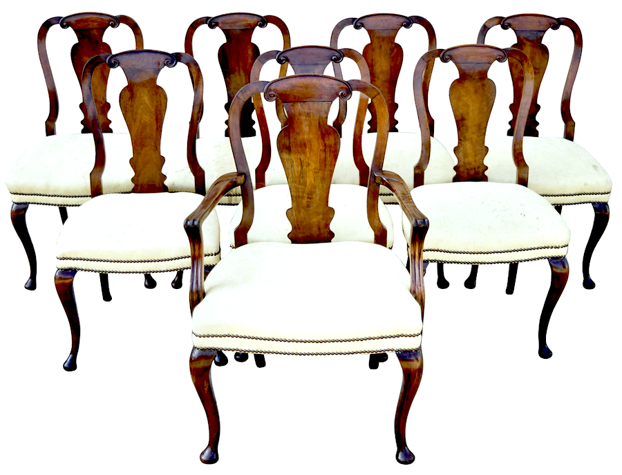 Late Queen Anne dining chairs 37.5 high