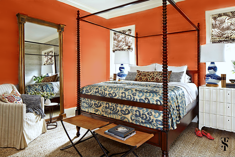 racing orange red walls - unified interior color palette