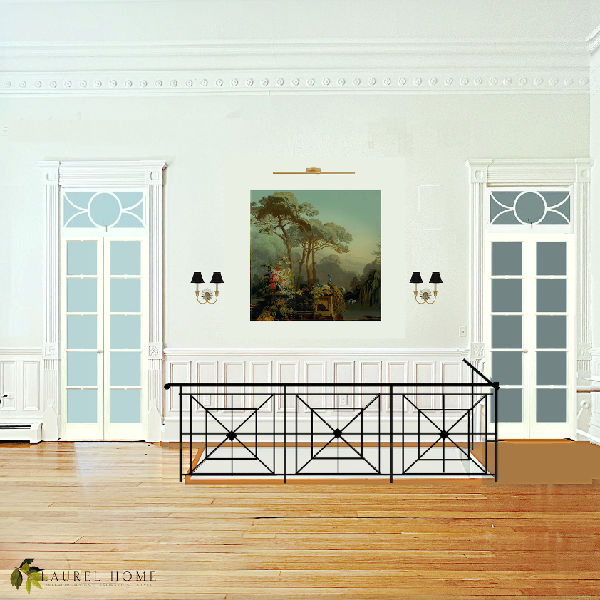  railing with neo-classical transom - staircase railing design