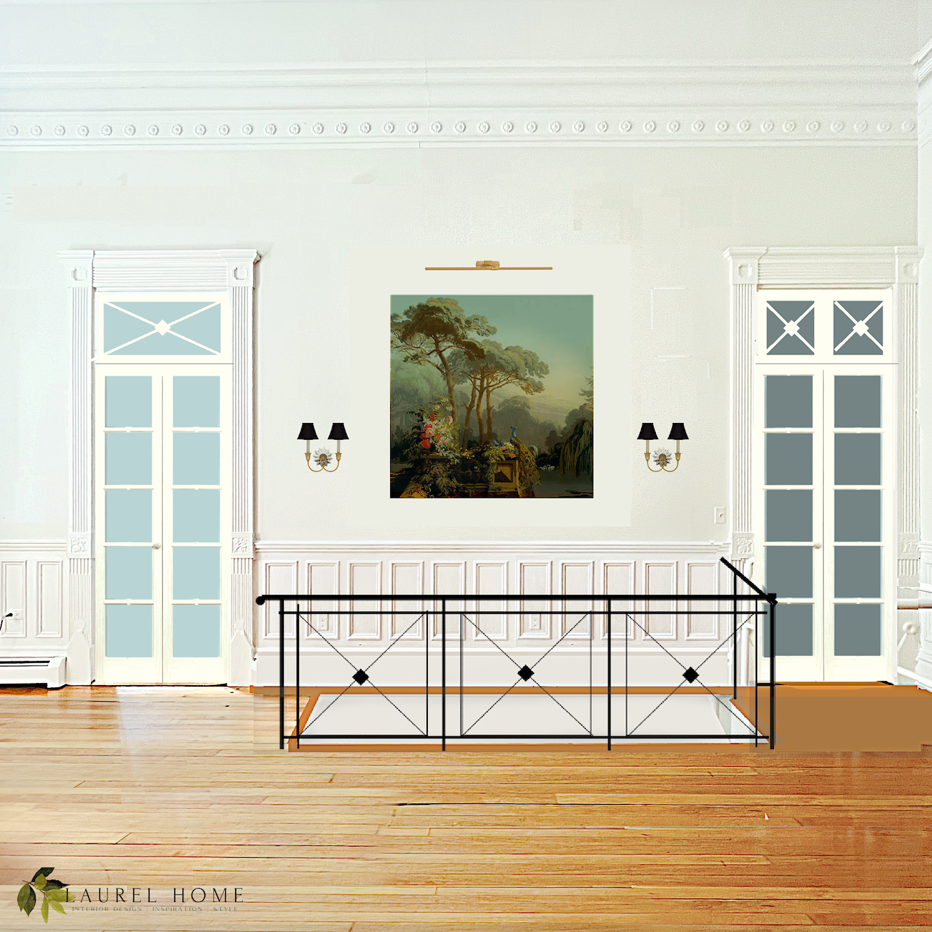 living room simple x railing railing - divided transom design - x muntins - two styles