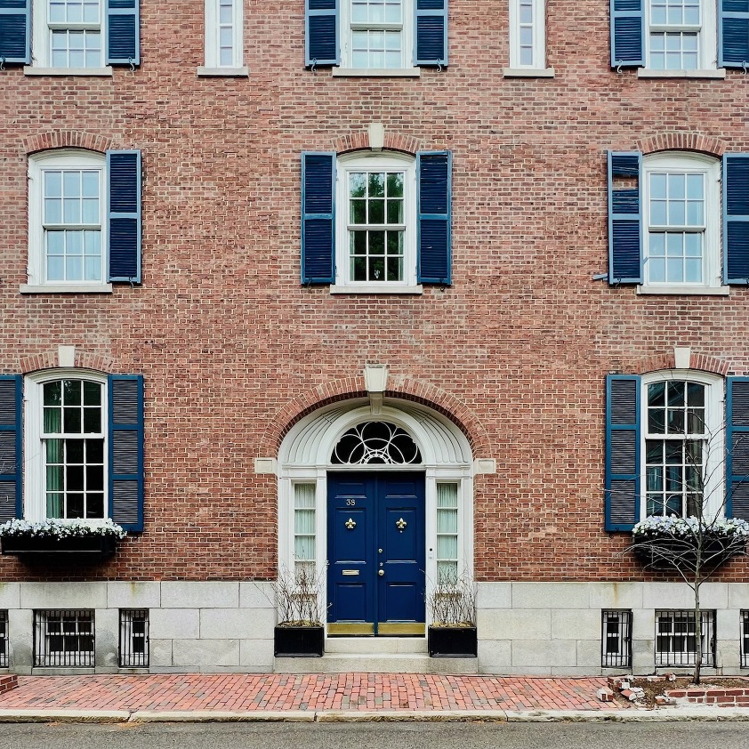 38 Lime Street Dark Blue door shutters Beacon Hill Boston