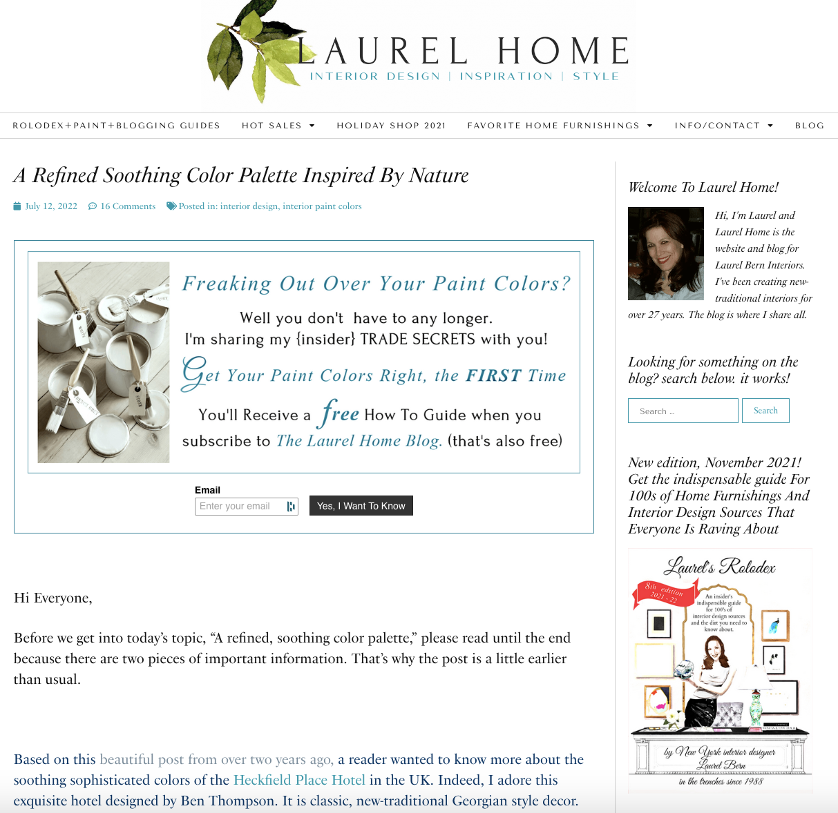 blog page for the new theme - laurel home website