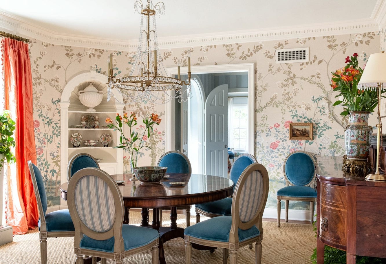 Mark D Sikes_Jeff Jones Photo-Madame Pompadour wallpaper - dining room