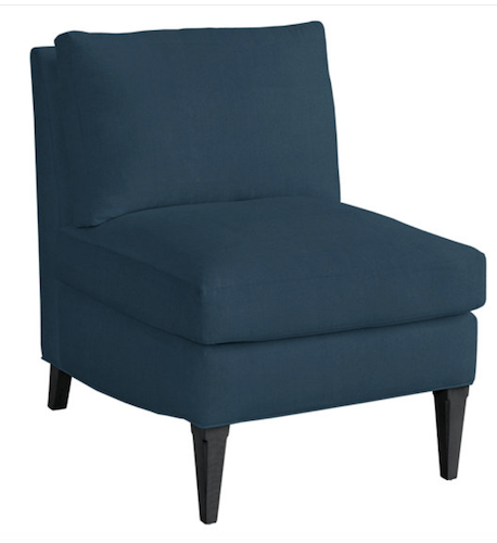 Ballard Designs dark blue slipper chair