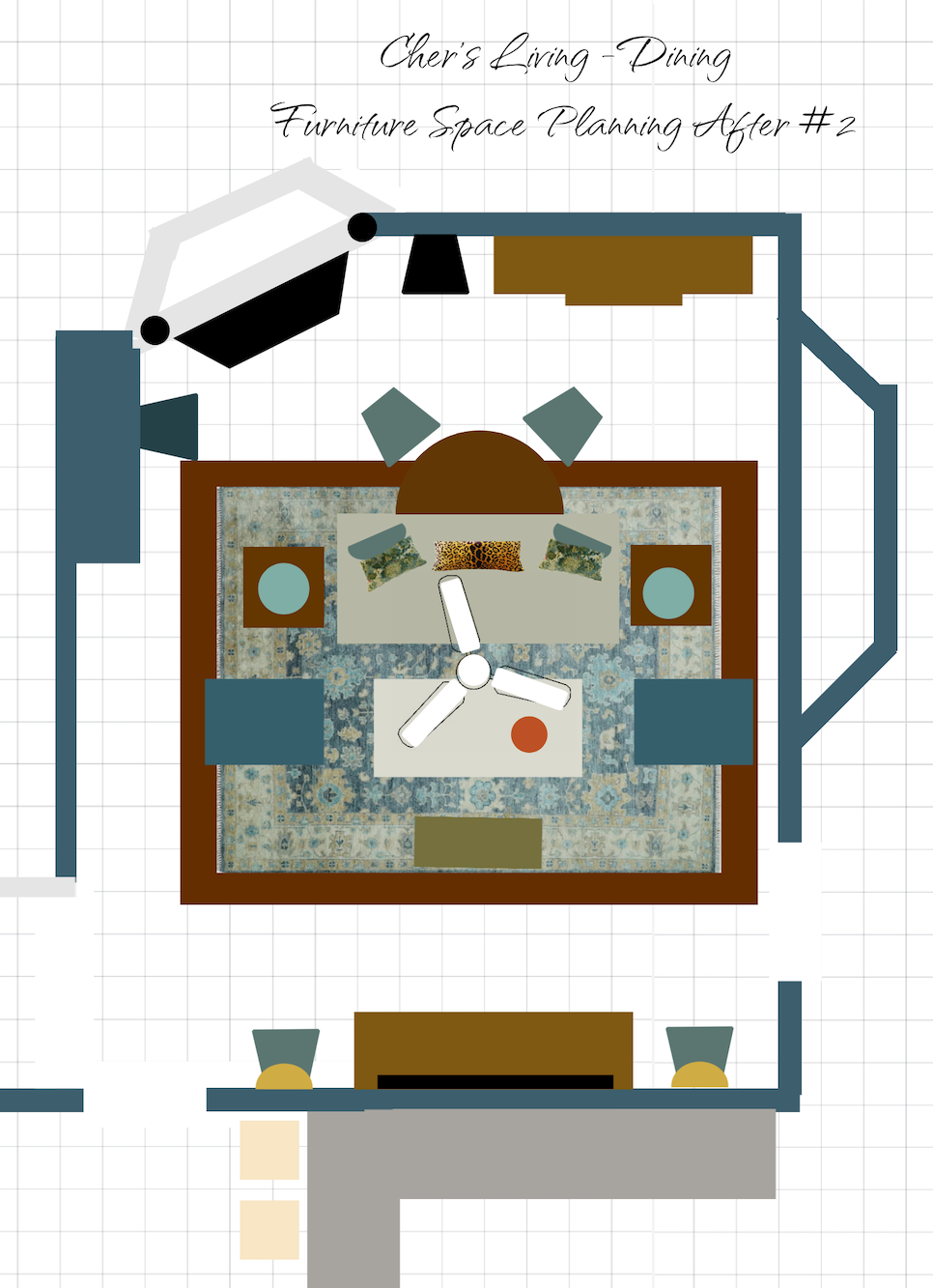 Cher's living dining room layout #2 with space planning