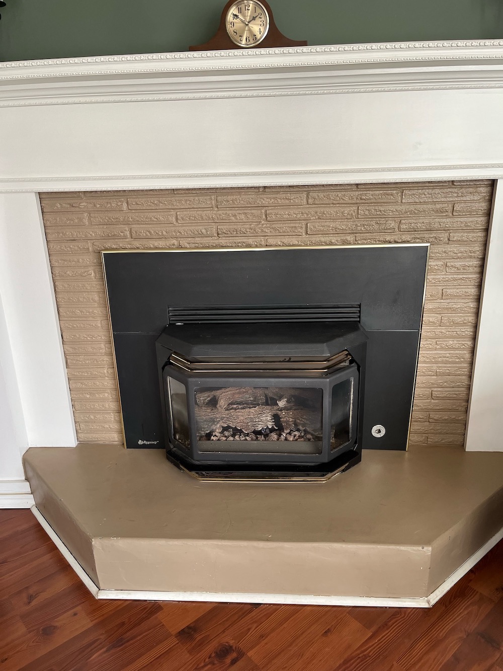 fireplace painted brick and hearth