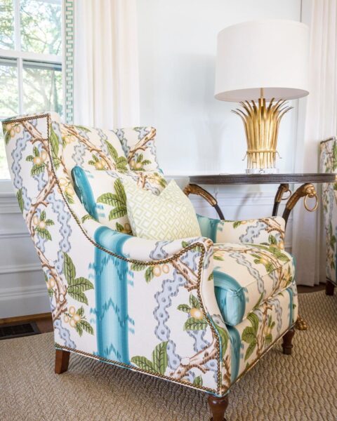 Brunschwig & Fils fabric on a chair - beautiful colors!