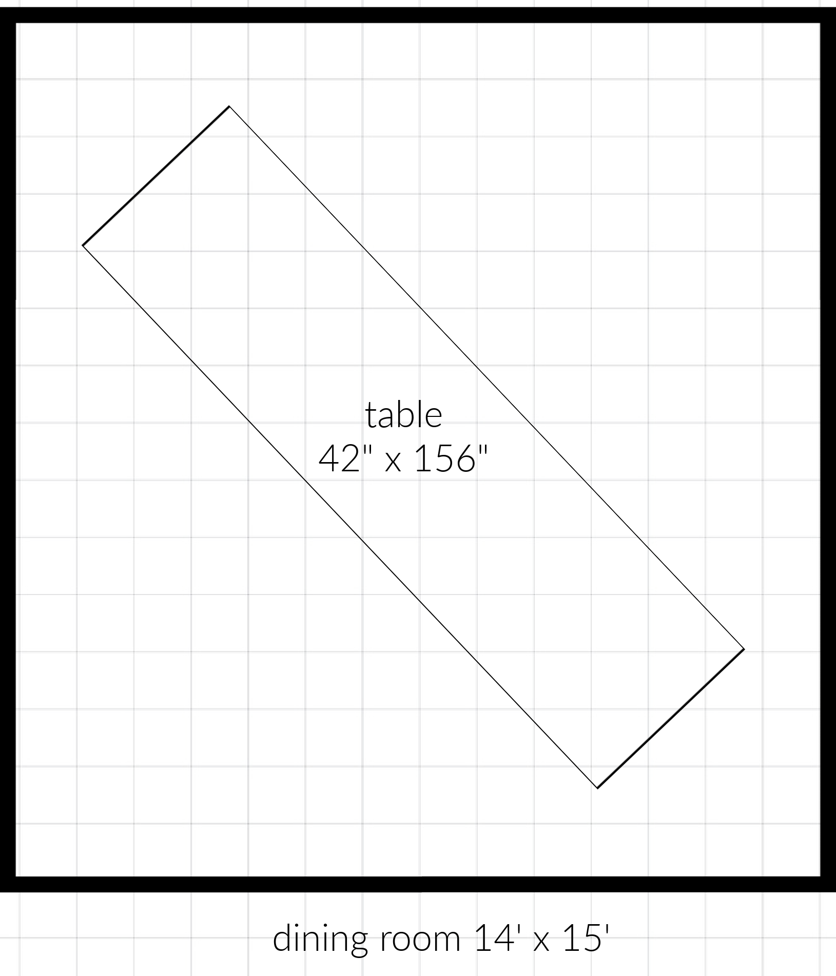 dining table on an angle to fit in the room