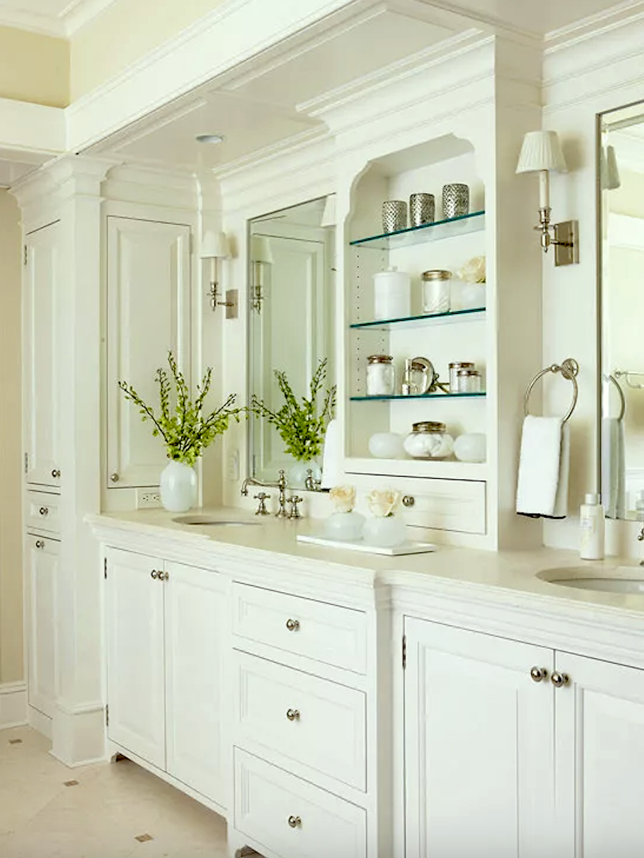 double vanity niche master bathroom design via BHG