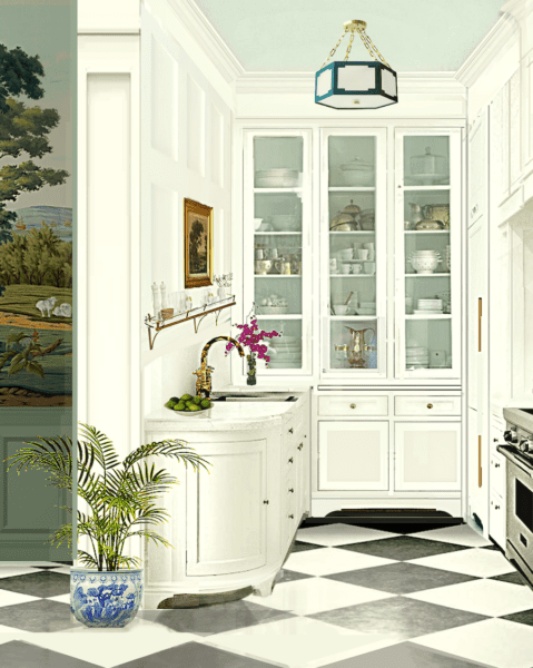 kitchen render my new kitchen detail featuring tall glass cabinet doors