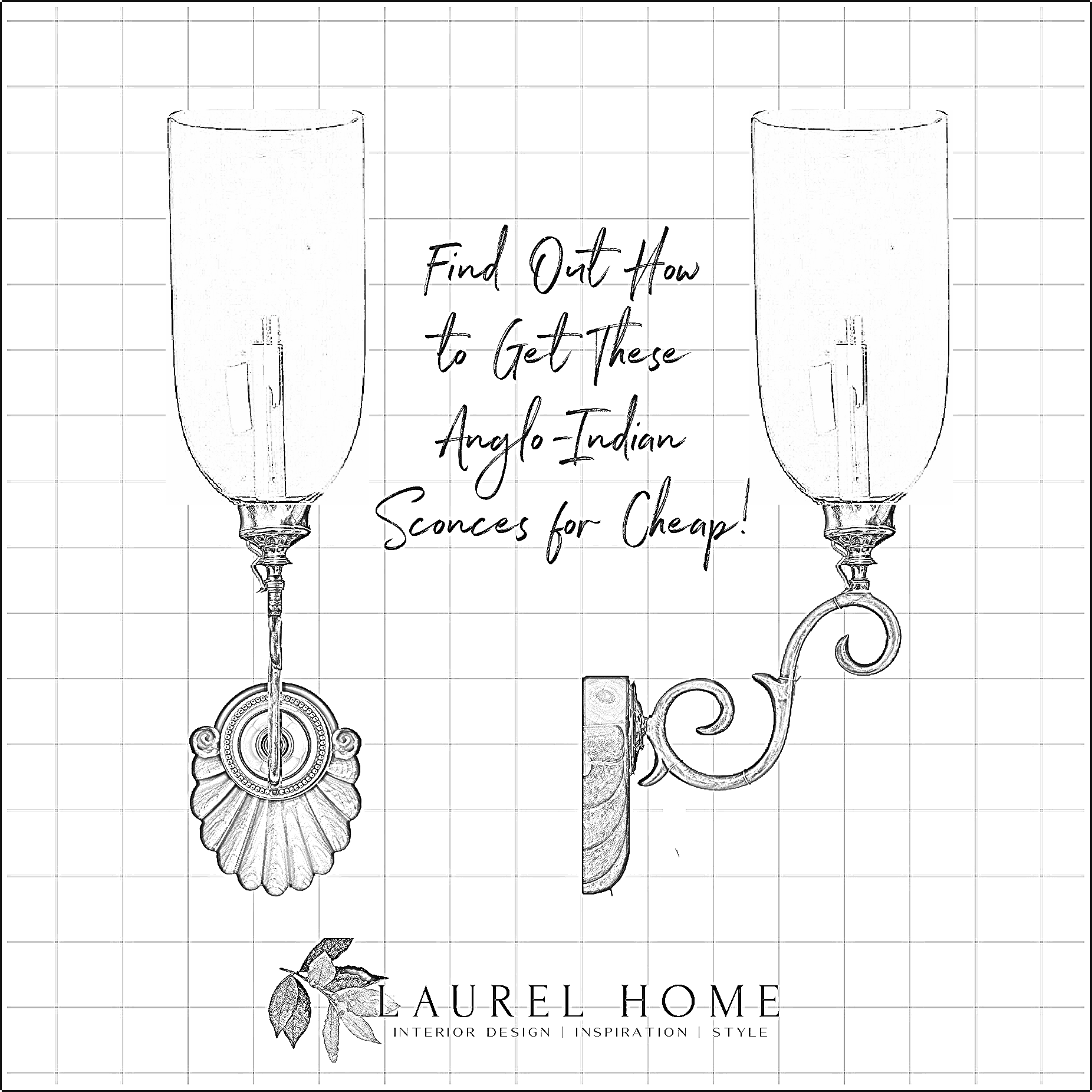 Anglo-Indian Sconces for cheap teal shells - sketch - I found an inexpensive way to make this gorgeous high-end lighting