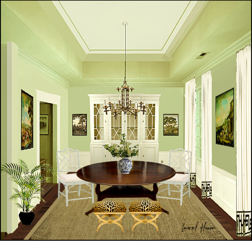 Susan's tray ceiling green walls green crown