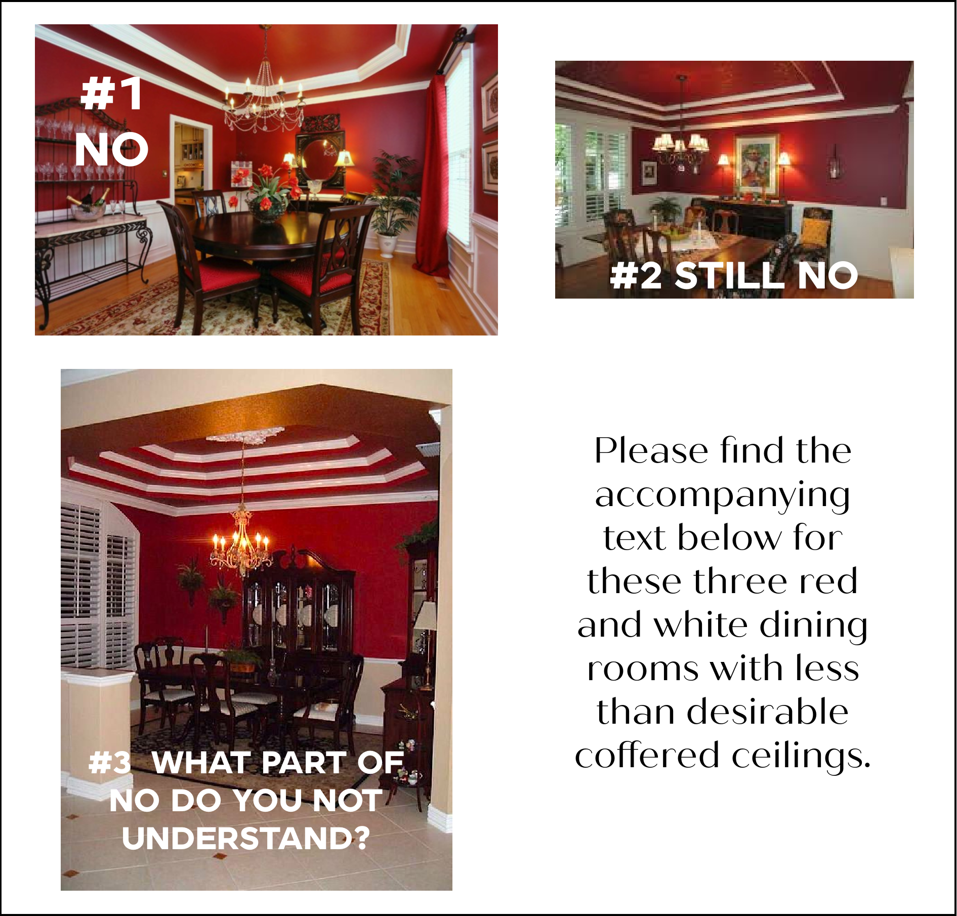 red and white dining room tray ceilings
