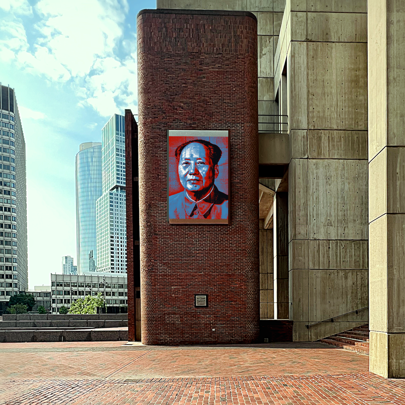 Boston City Hall Detail - Warhol Mao