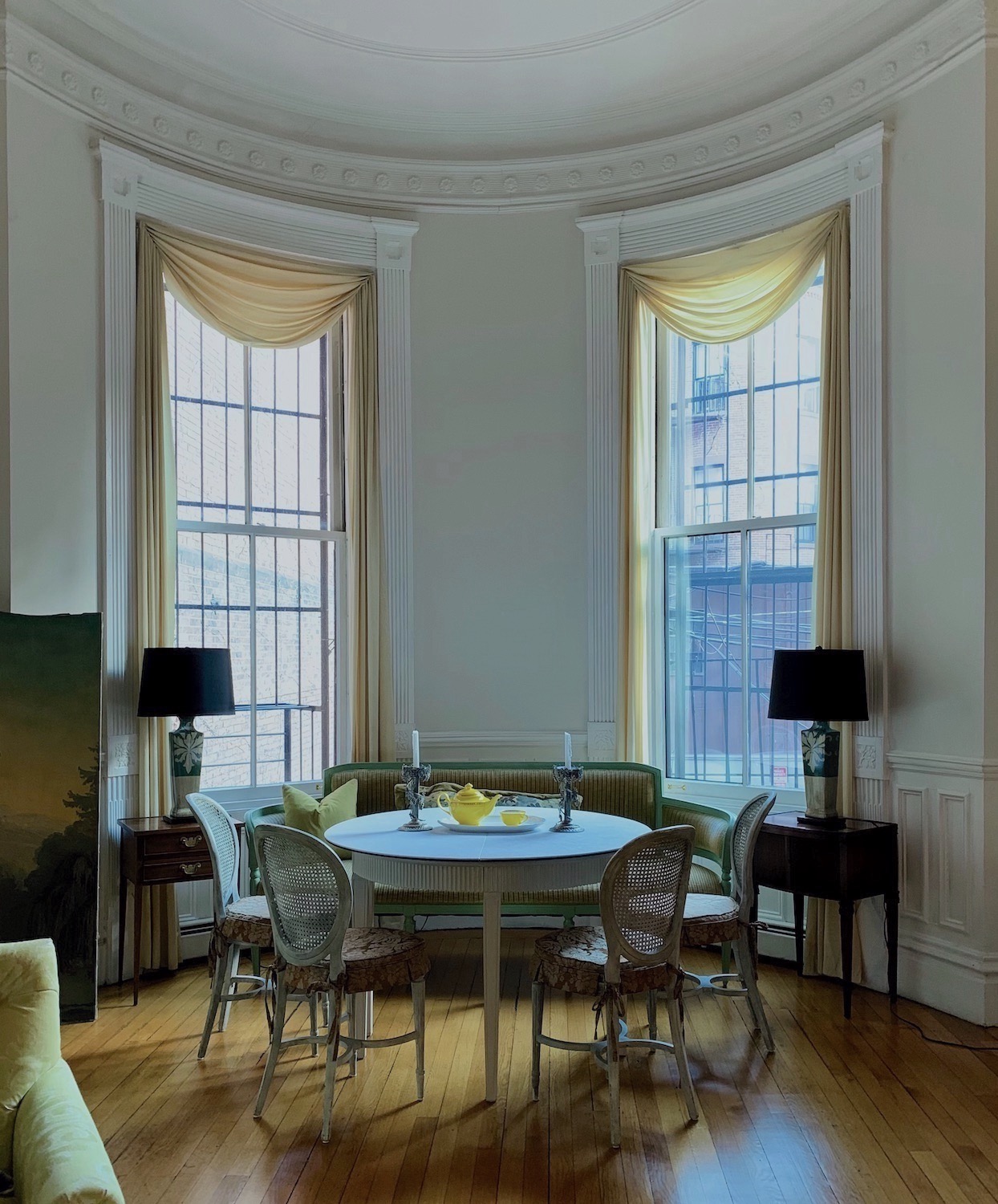 My Boston apartment dining area new table pad - November 2021 golden oak floors