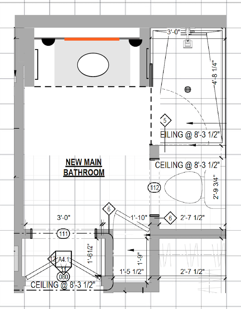 bathroom design November 30, 2023 based on architect's drawings