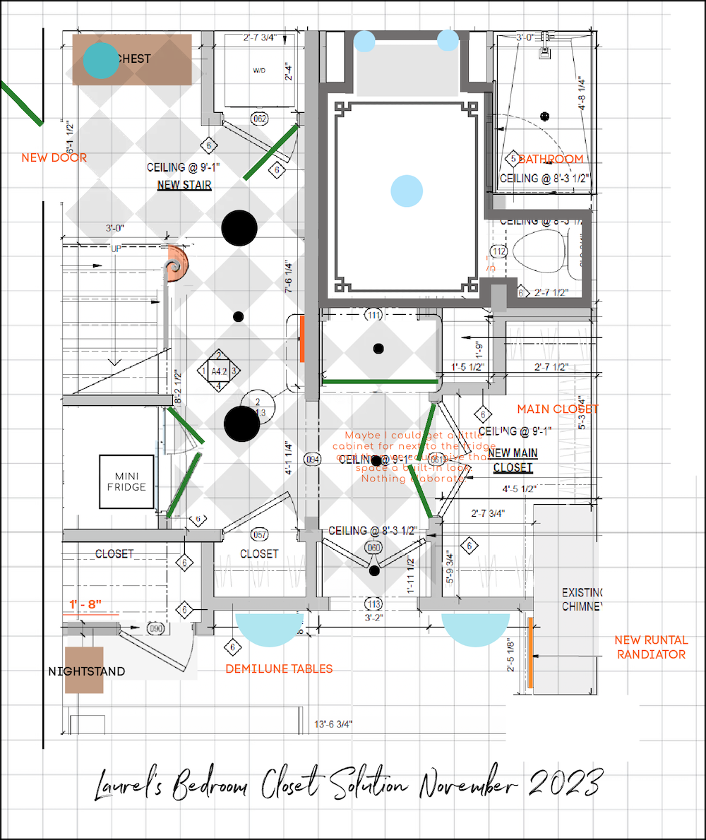 checkerboard floor garden level 17 sq with closet & doors November 11, 2023