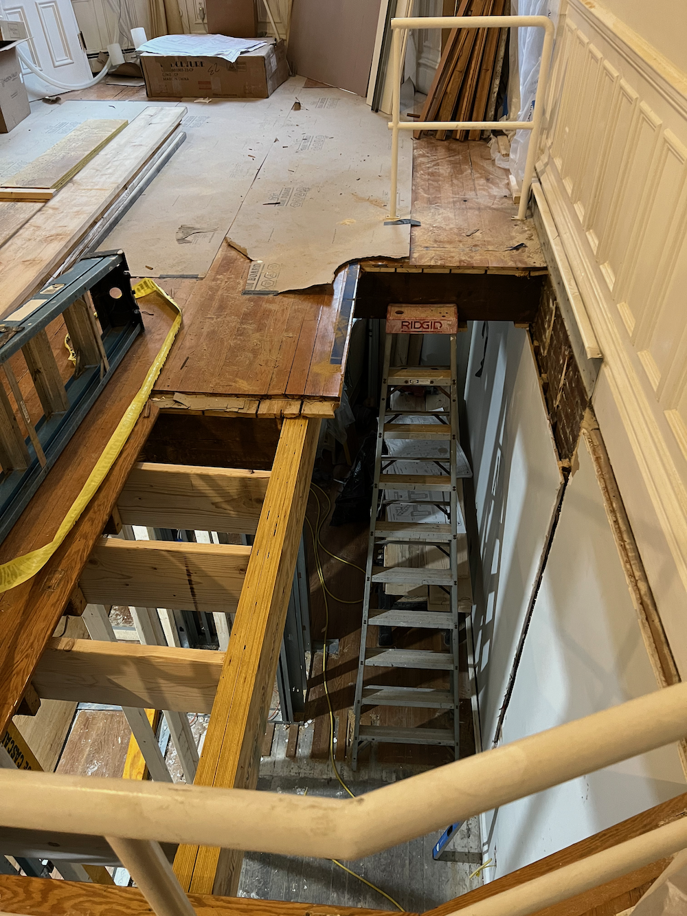new stairwell and floor joists