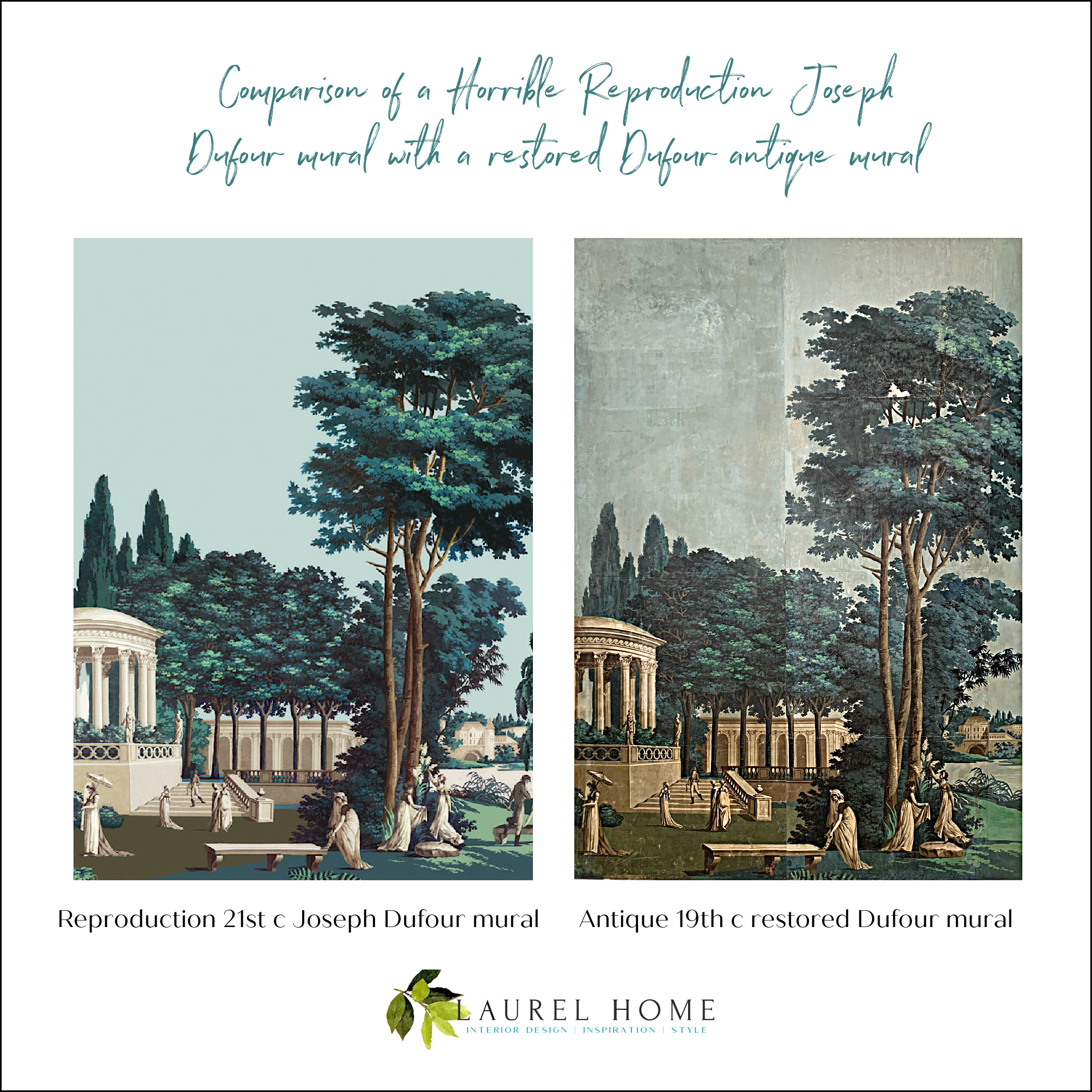 Comparison bad reproduction mural with restored antique mural