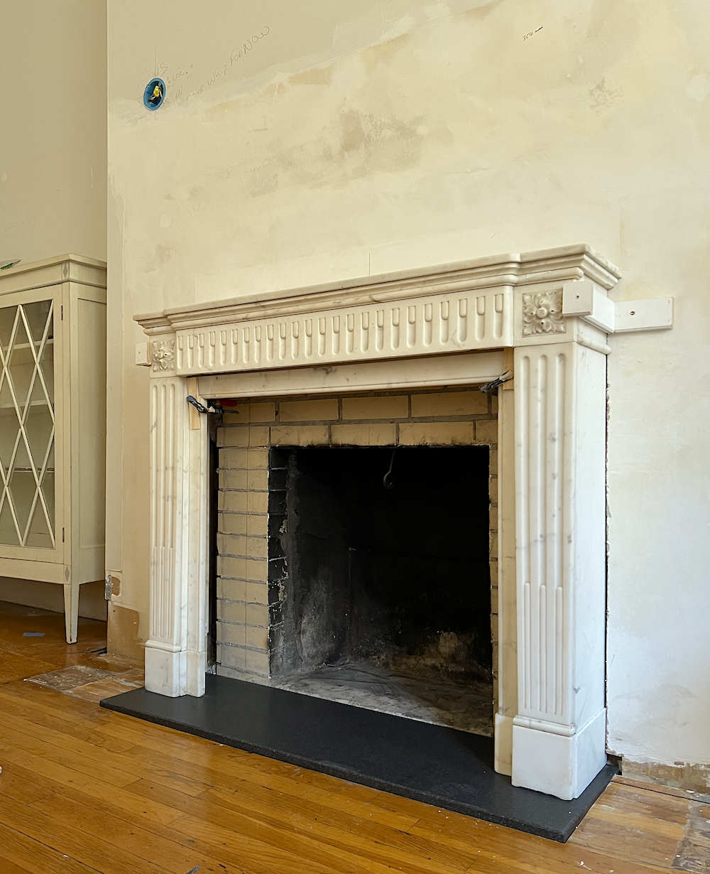 fireplace mantel in situ