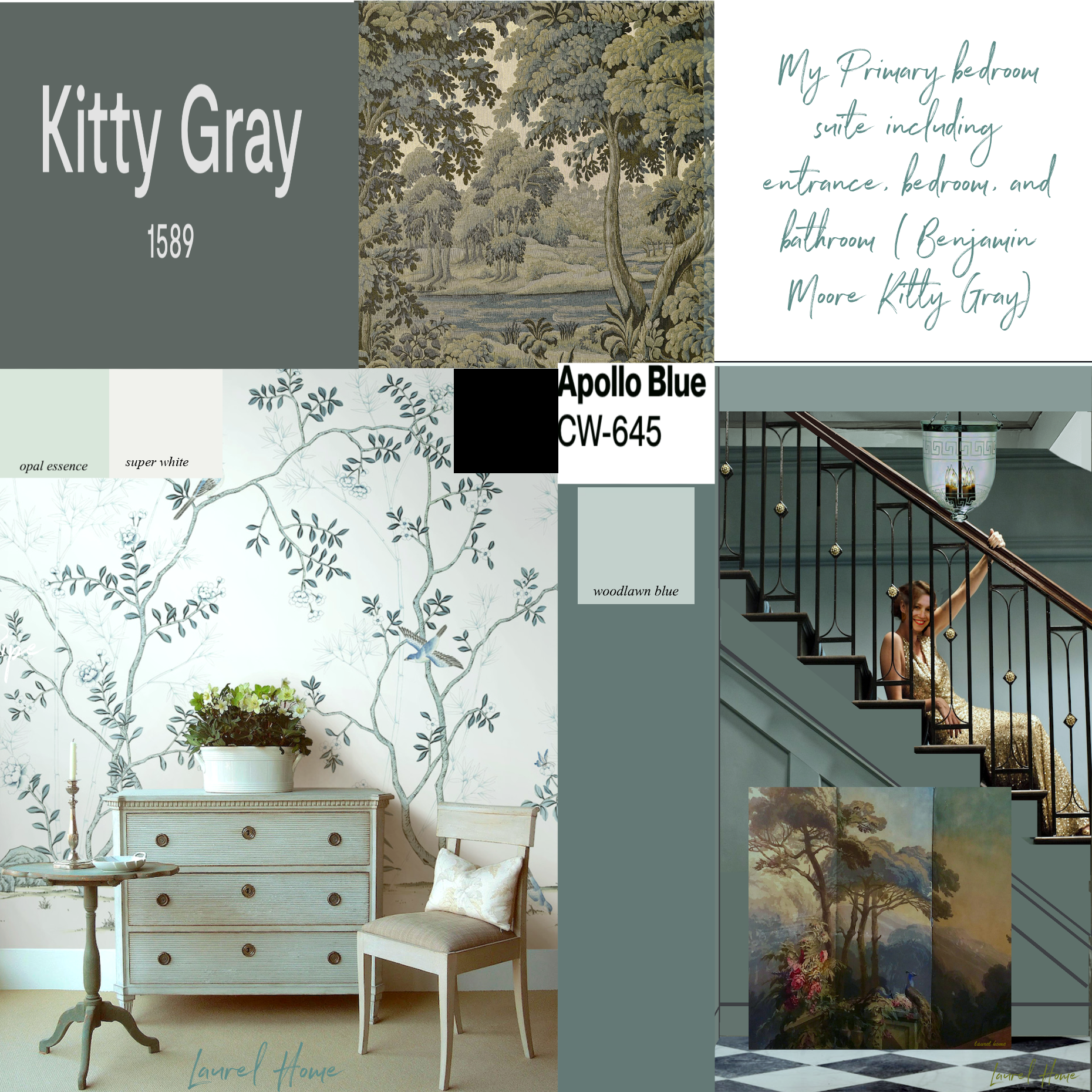 Primary bedroom suite color scheme Kitty Gray - finalizing paint colors