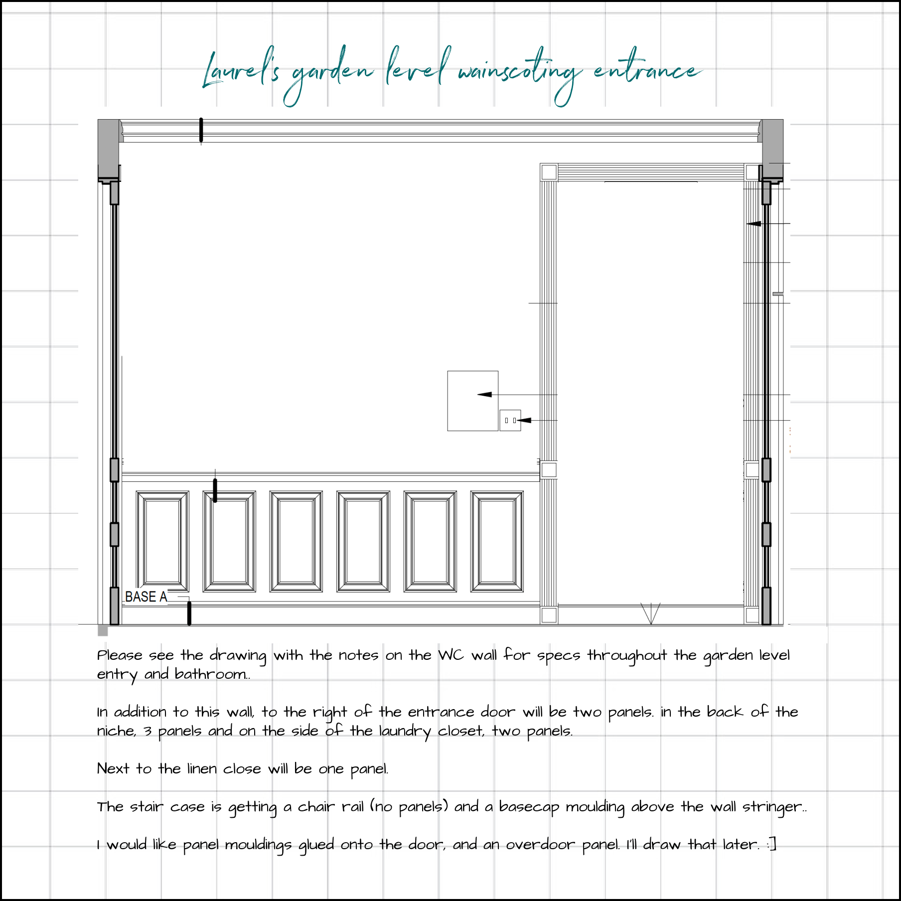 garden level entry wainscoting - architectural details