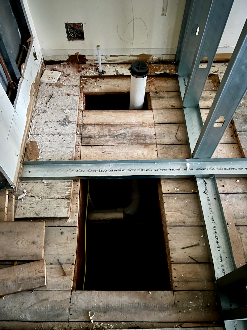 October 10 2023 hole in bathroom floor- renovation woes