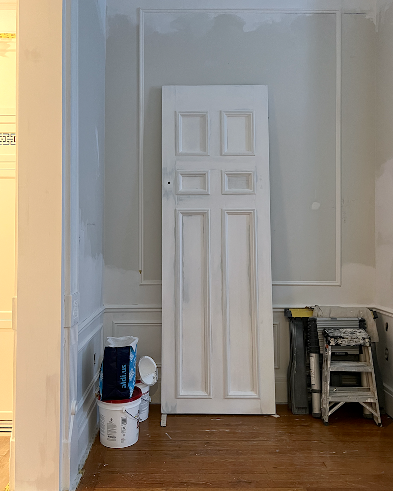 den door stripped and primed