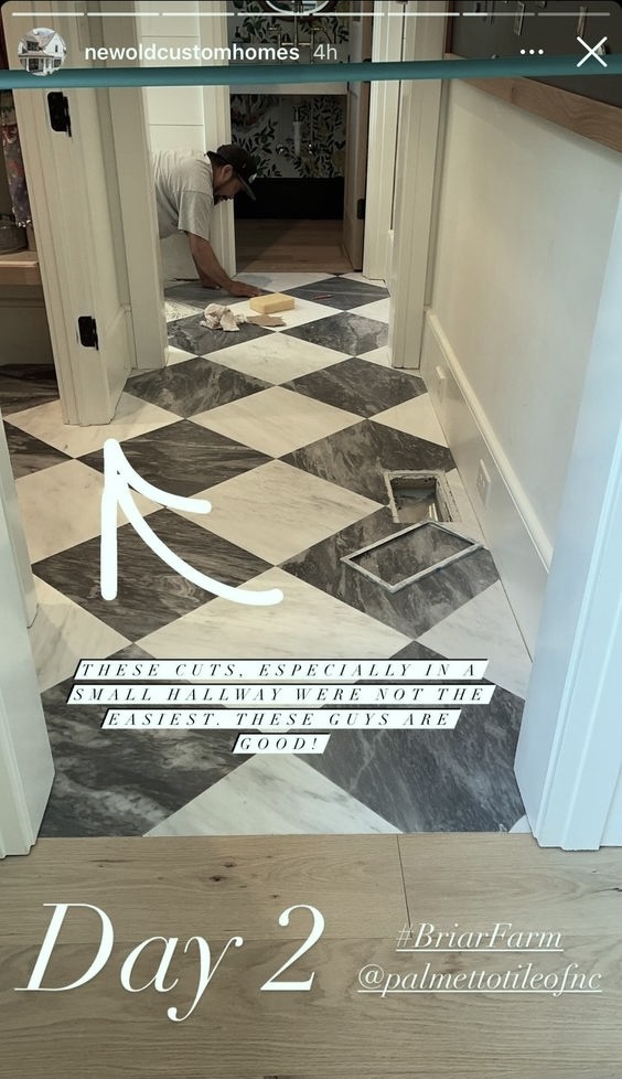 Newoldcustomhomes on instagram black and white harlequin floor