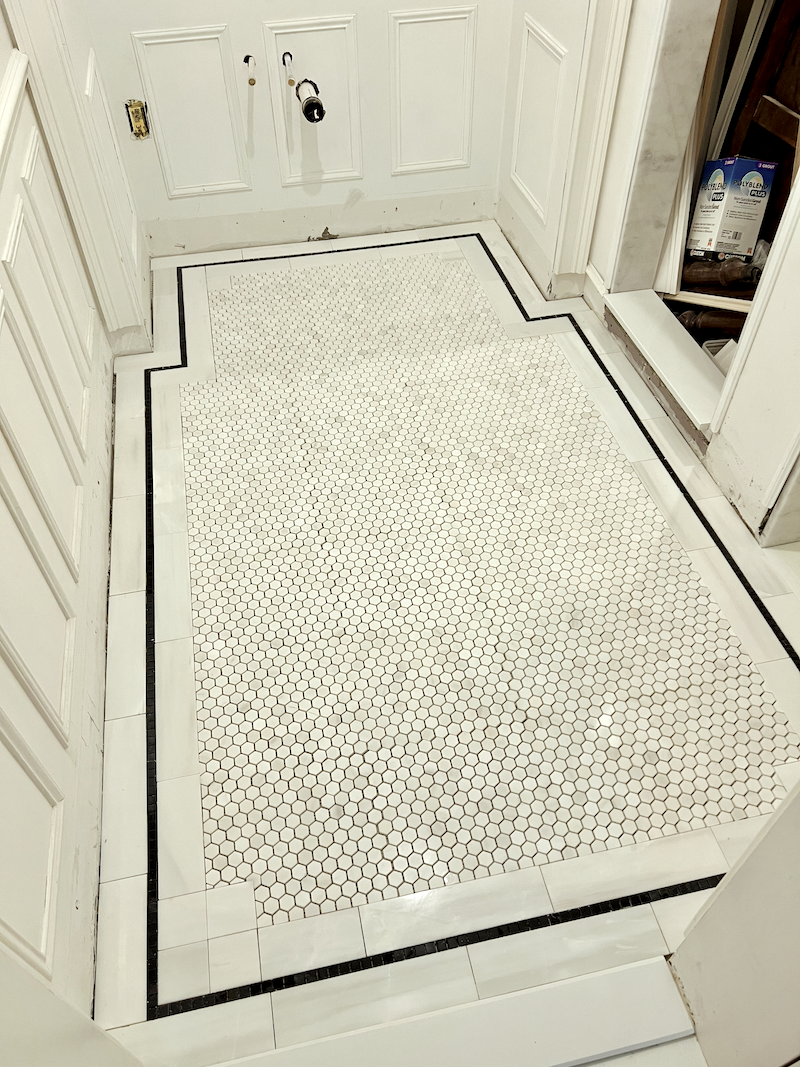 ungrouted hexagon tiles - new bathroom tiles