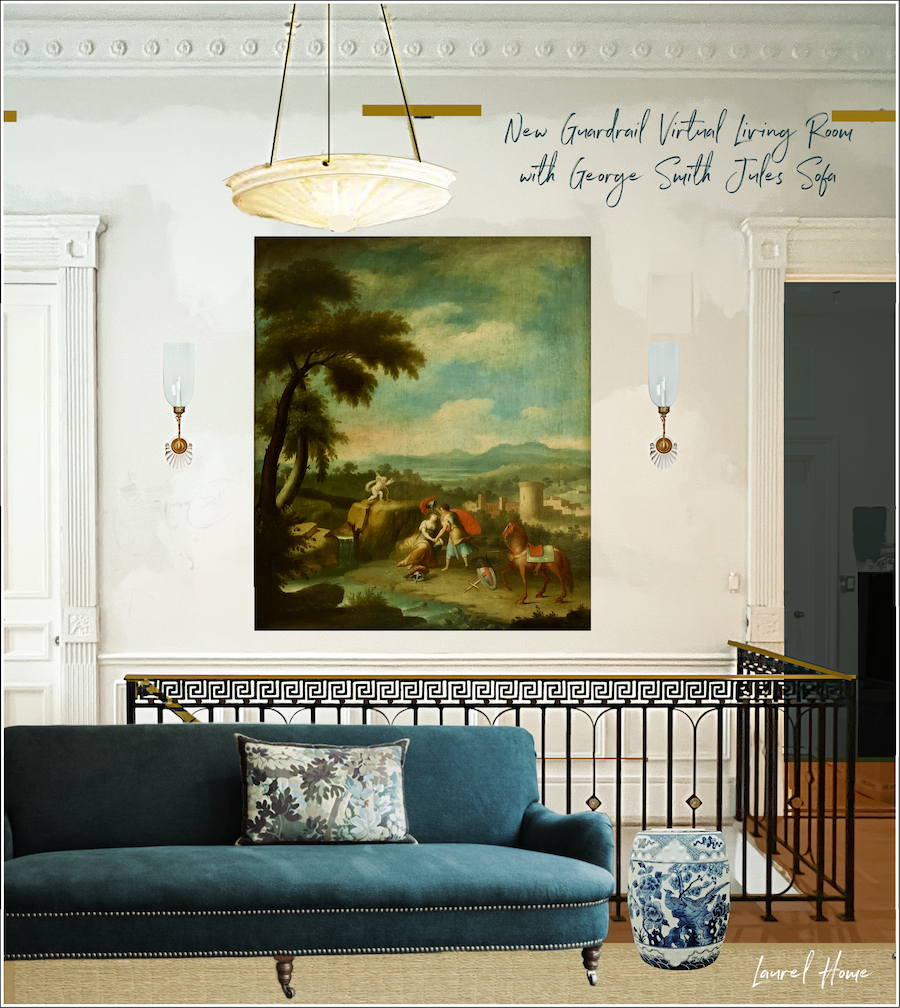 staircase railing guardrail - living room furniture-George Smith Jules Sofa - Otis House painting