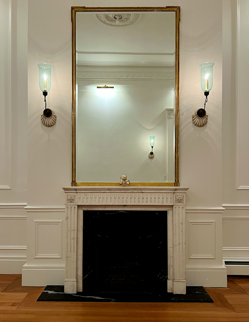 fireplace mantel with a new custom neo-classical mirror