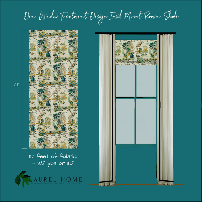 Den Window Treatment Design Inside Mount Roman Shade B & F Le Lac