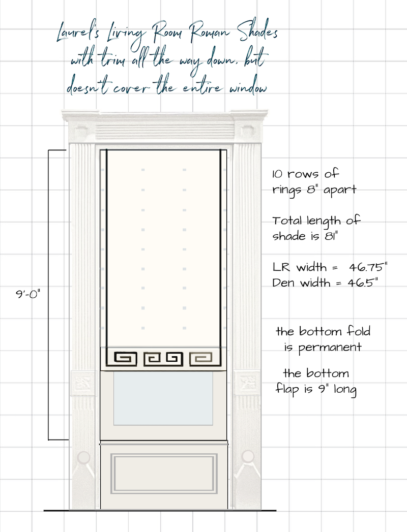 My living room Roman Shade schematic - shade down