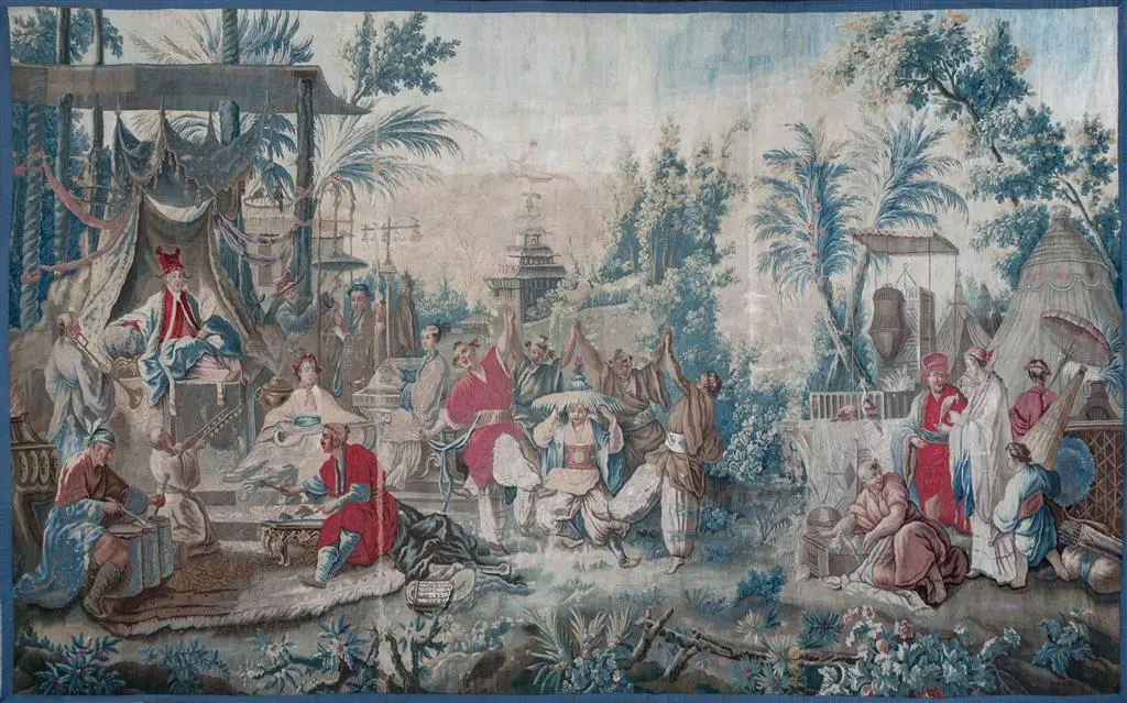 18th c Chinese Dance Tapestry