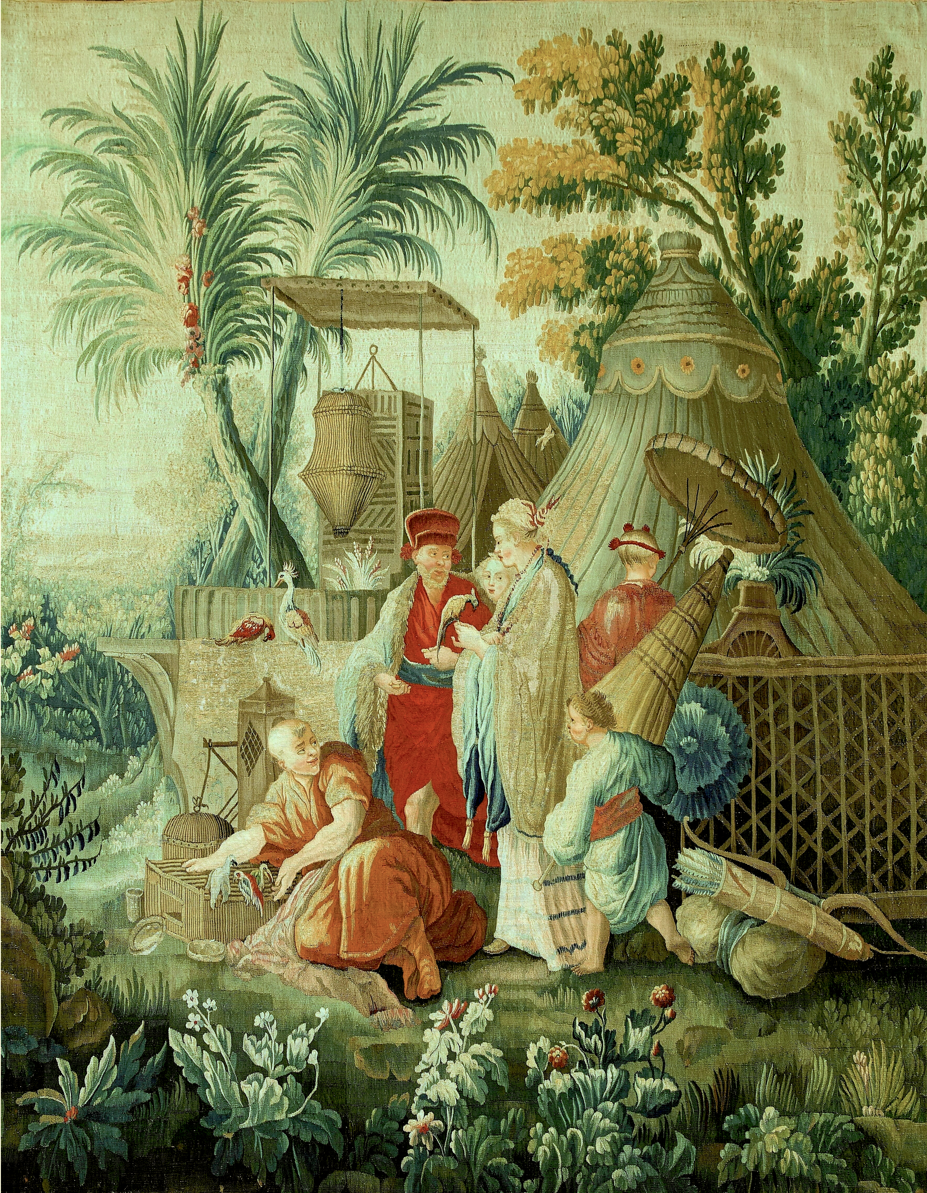 Boucher high res Foire Chinoise Late 18th tapestry - recolored