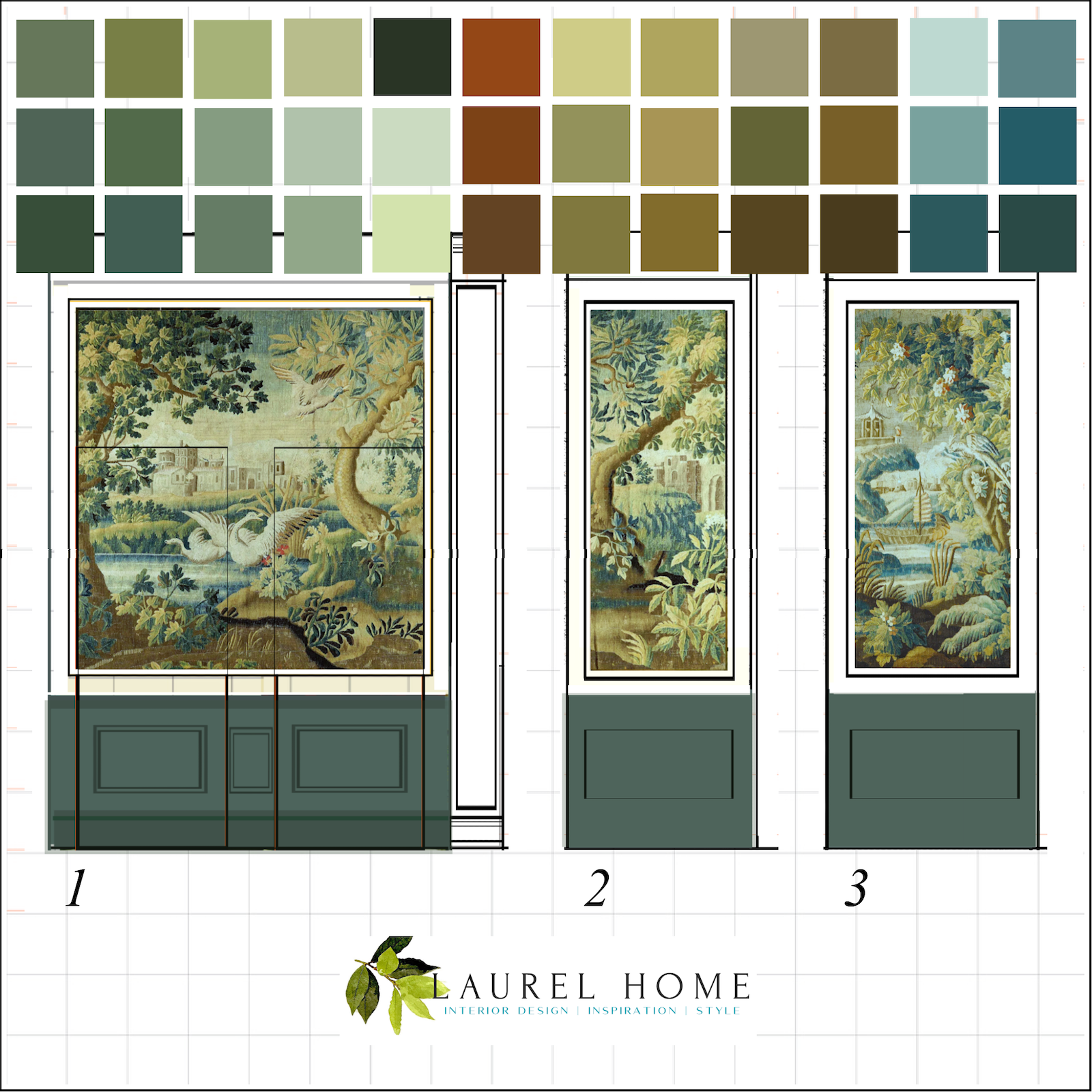 LBern Entry - Romantic English panels recolored with colorkey - to use as wall covering in my entry