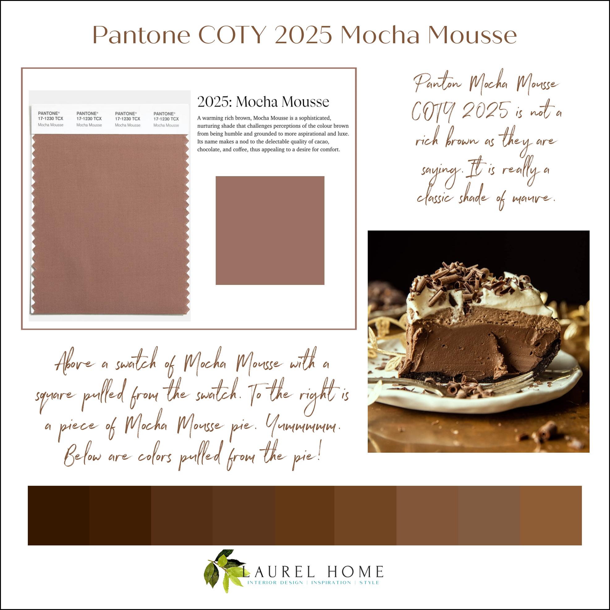 Pantone COTY 2025 Mocha Mousse + Mocha Pie Comparison of Colors