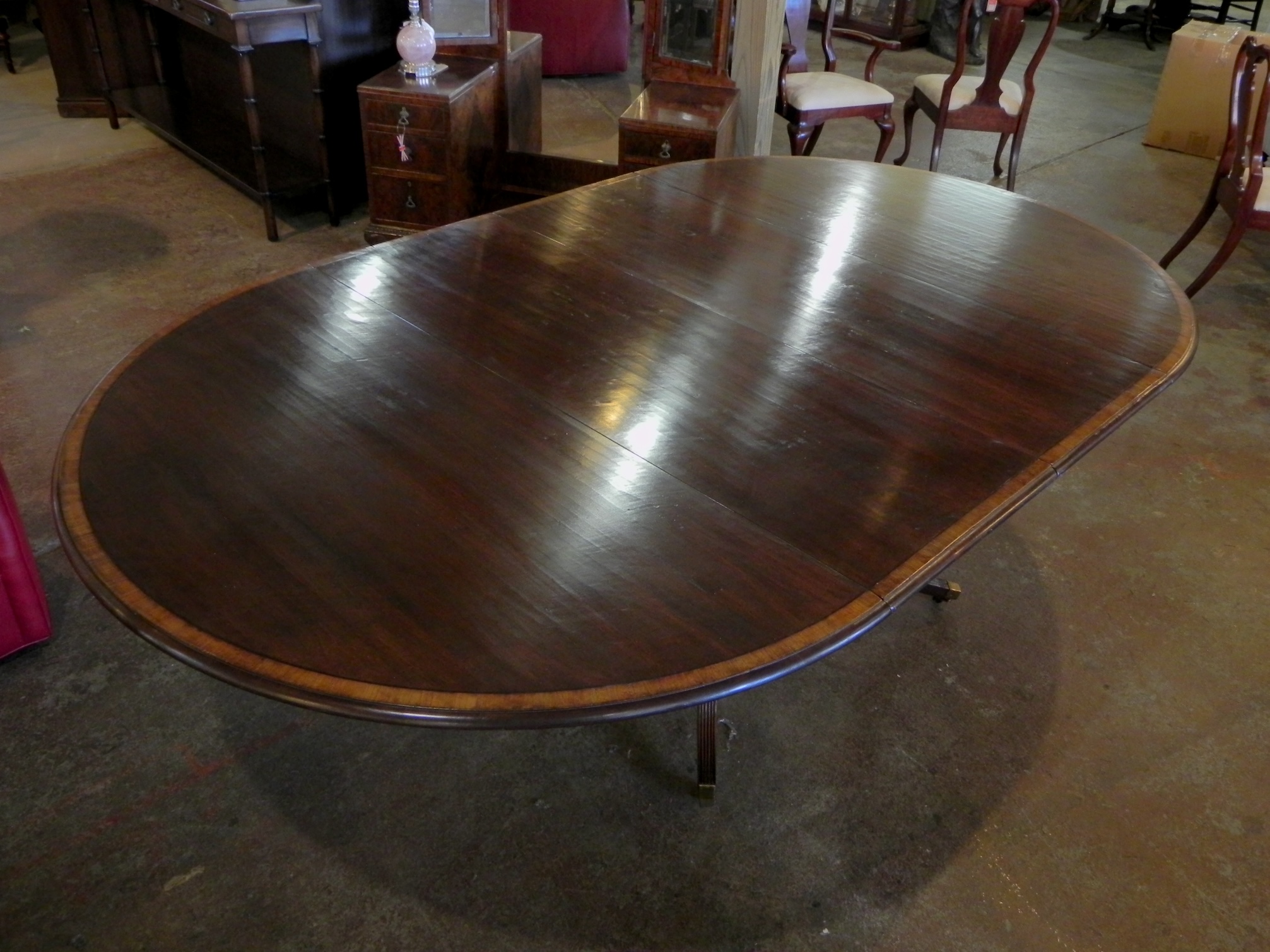 Englishman's mid cherry 60 round birdcage base ext table - hand-planed table top - Georgian-Style Dining Table