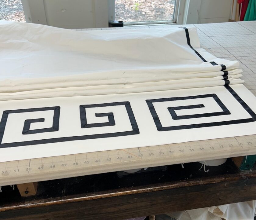 Detail of the trim on my Greek Key Roman Shade