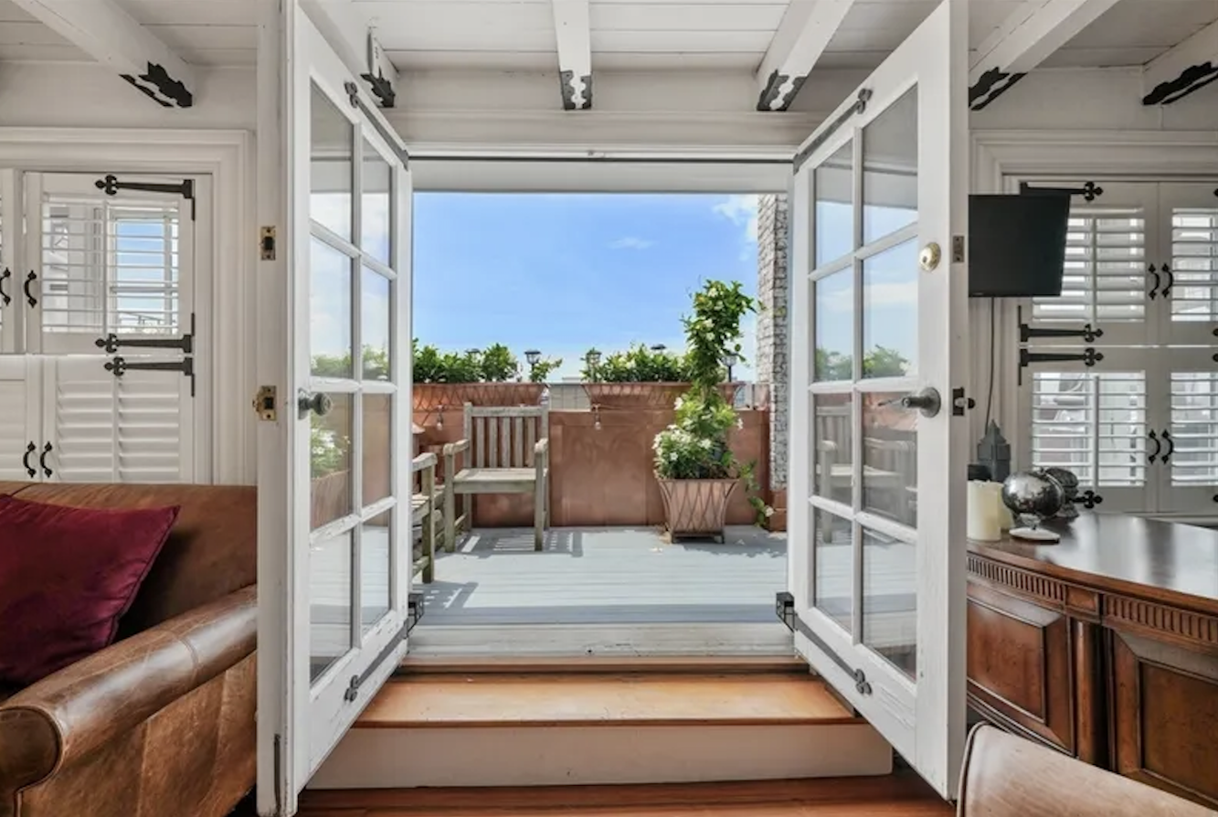 French doors to rooftop garden beacon hill penthouse