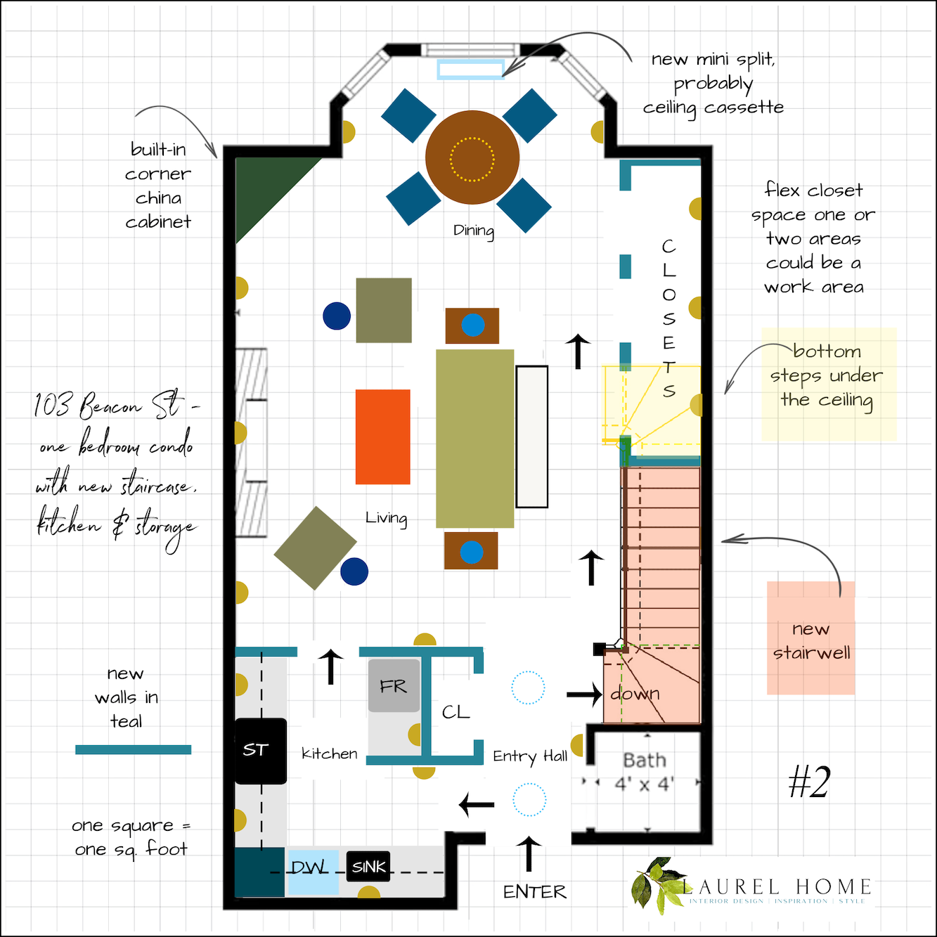 03 Beacon St - one-bedroom condo - upstairs plan with new staircase-plan 2