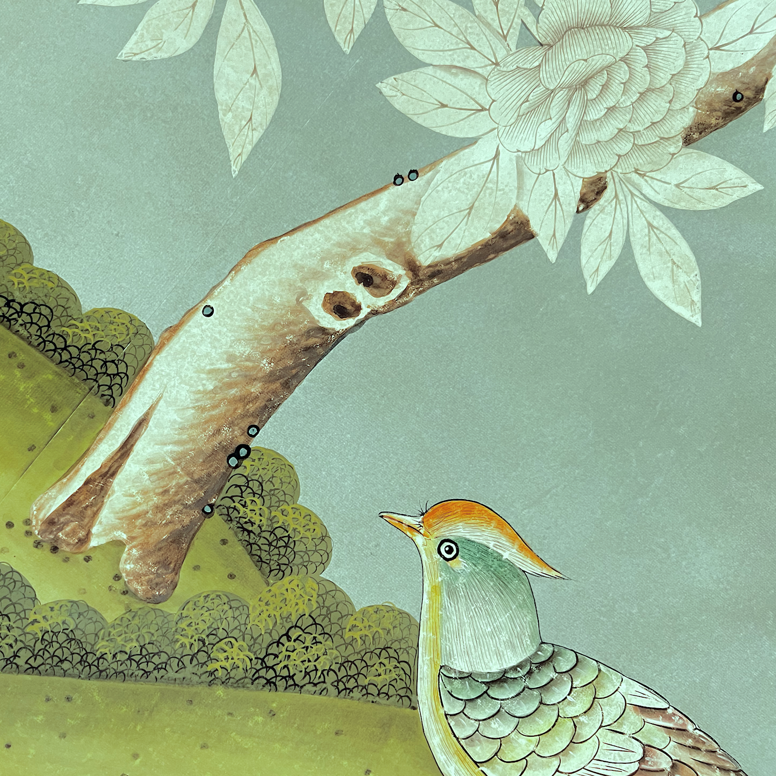 Gracie Hampton Garden exquisite detailing hand-painted Chinoiserie wallcovering