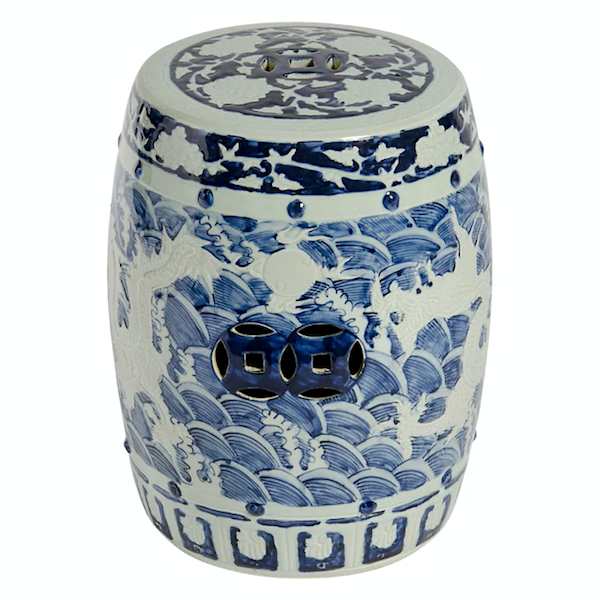 Legend of Asia carved dragon garden stool - one of my favorite outdoor furnishings